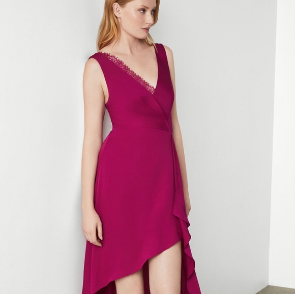 🍒NWT🍒 BCBGMAXAZRIA SATIN FUCHSIA DRESS - Picture 4 of 8